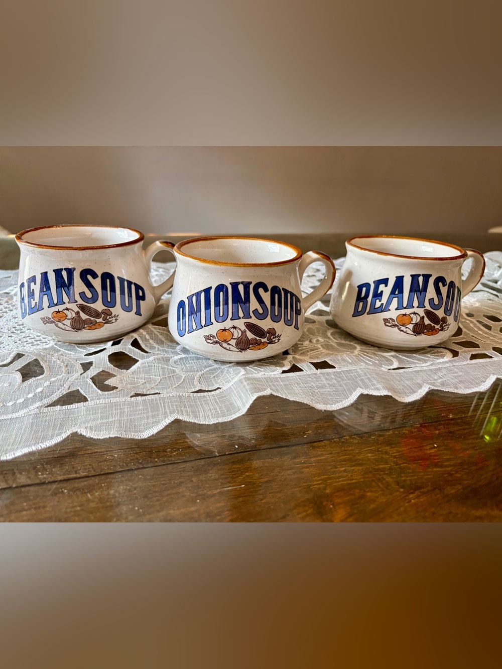 Stoneware Soup Crock Mug Set VINTAGE 70s